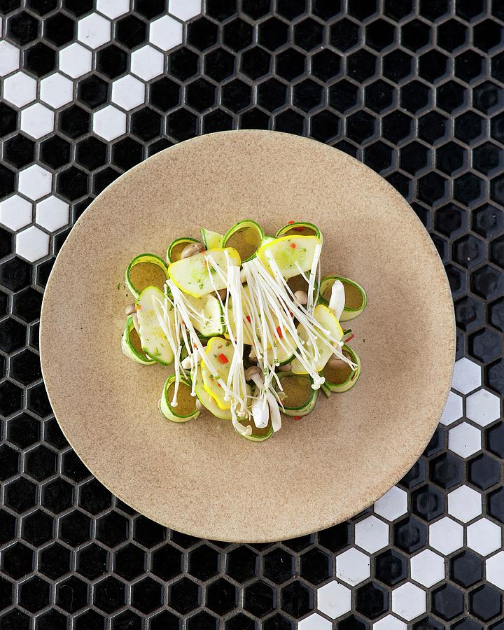 Tiradito Salad With Courgette And Cucumber At The Charango Restaurant, Cape Town, South Africa Photograph by Great Stock!