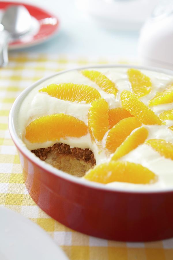 Tiramisu With Oranges In A Round Dish Photograph by Kirchherr, Jo - Pixels