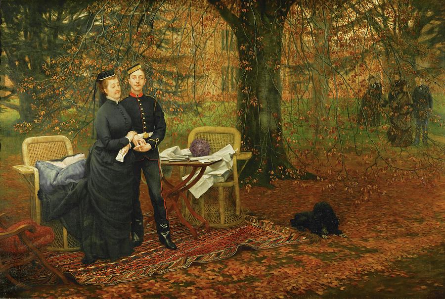 Tissot, James Empress Eugenie, and her son Eugene Louis, in exile in Chislehurst,. Painting by James Tissot -1836-1902-
