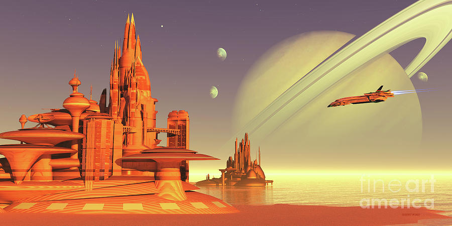 Titan Moon Environment Digital Art by Corey Ford