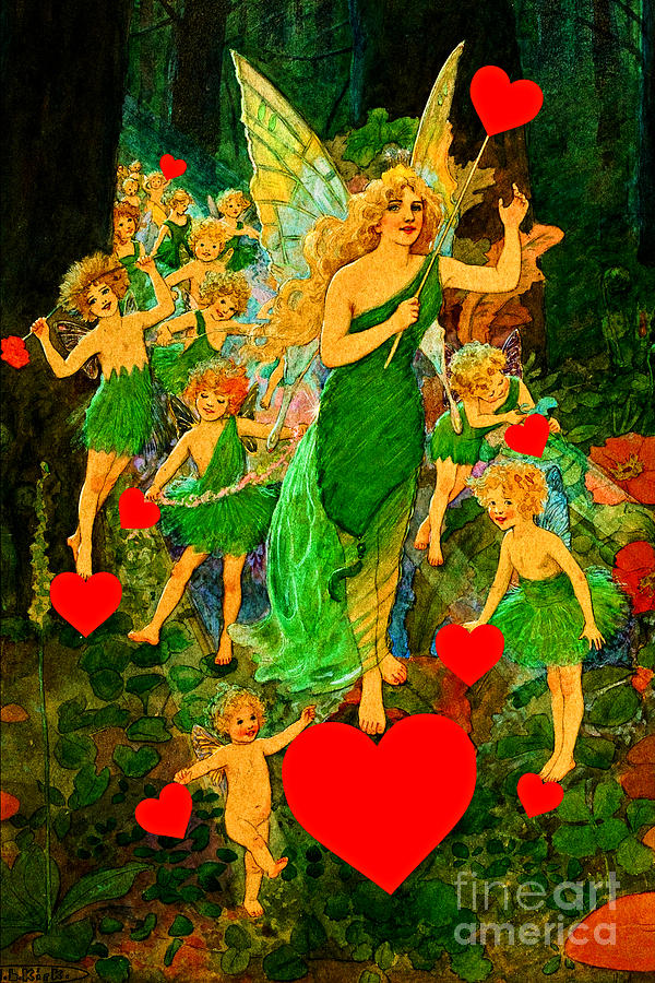 Titania and Her Train Valentines Day Painting by Peter Ogden