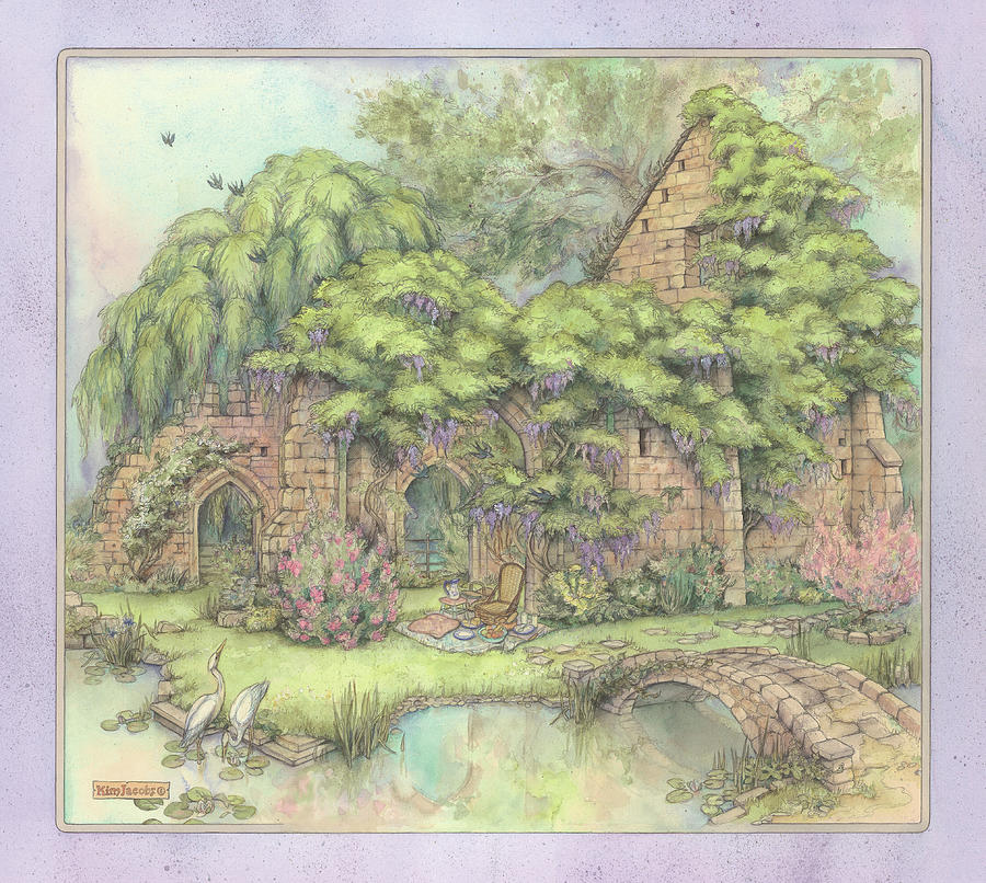 Flower Painting - Tithe Barn by Kim Jacobs