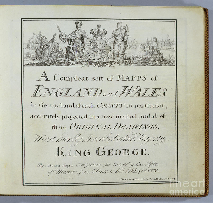 Title Page Of a Compleat Sett Of Mapps Of England And Wales In General..., 1724 Painting by Thomas Badeslade