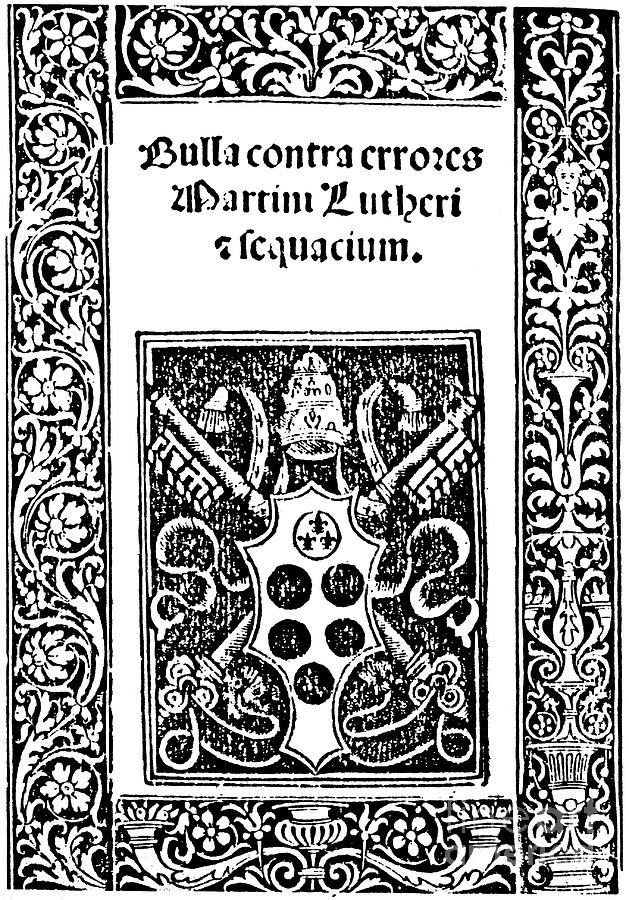 Title Page Of Leo Xs Papal Bull, 1520 Drawing by Print Collector