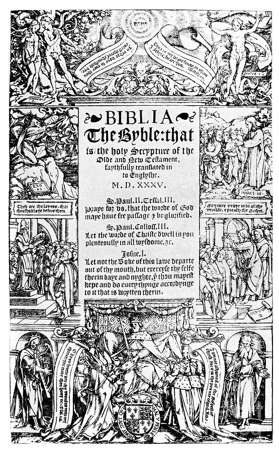 Title Page Of The Coverdale Bible, 1535 Drawing by Print Collector