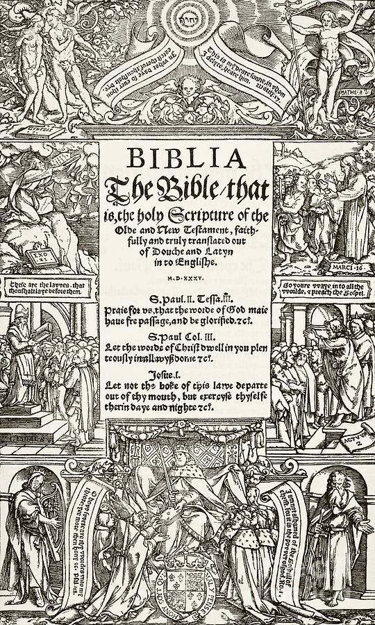 Title Page Of The Coverdale Bible Printed In 1535 Painting by English School