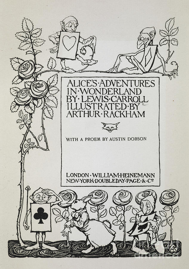Title Page With A Rose Bush, The White Rabbit And Men Dressed As Cards Painting by European School