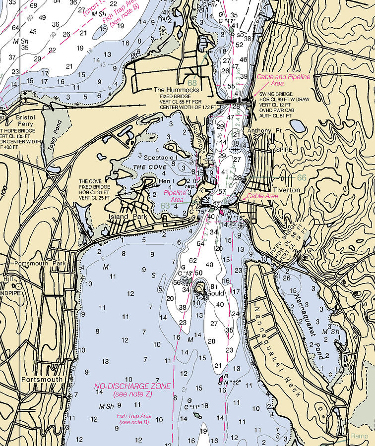 Tivertonrhode Island Nautical Chart Mixed Media by Sea Koast Fine