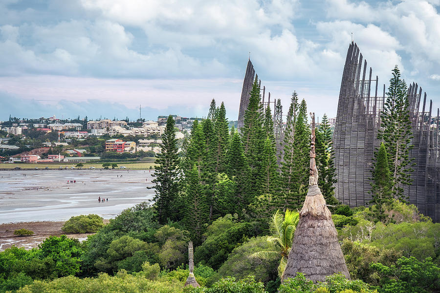 Tjibaou Cultural Centre on the seashore at low tide in New Caledonia. by Daniela Constantinescu Tjibaou Cultural Centre on the seashore at low tide in New Caledonia. by Daniela Constantinescu