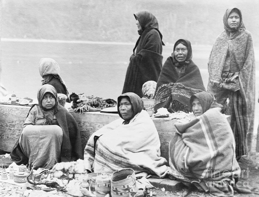 Tlingit Women Selling Basketry Photograph by Bettmann