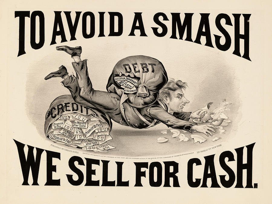 Fall Painting - To Avoid A Smash We Sell For Cash, 1828 by American School