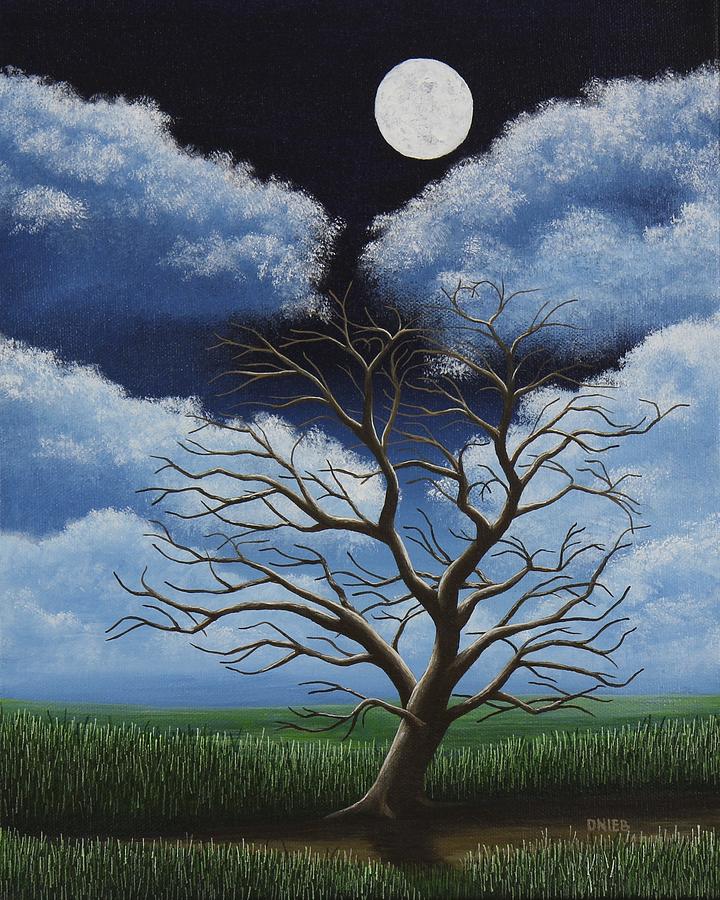 Tree of Love - To the Moon and Back Painting by Dan Niebrzydowski