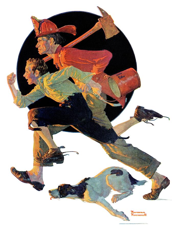 Norman Rockwell Painting - to The Rescue by Norman Rockwell