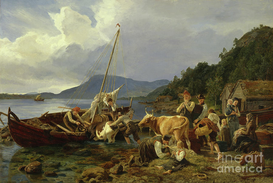 To The Summer Mountain Pasture, 1860 Painting by Anders Askevold