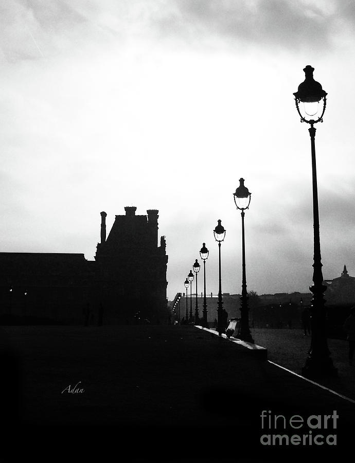 Paris Photograph - To the Tuileries Paris Lamps BW Vertical by Felipe Adan Lerma