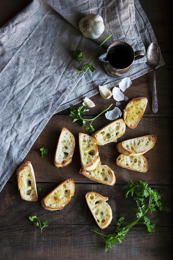 Toasted Baguette With Garlic, Olive Oil And Parsley Photograph by Lori Rice
