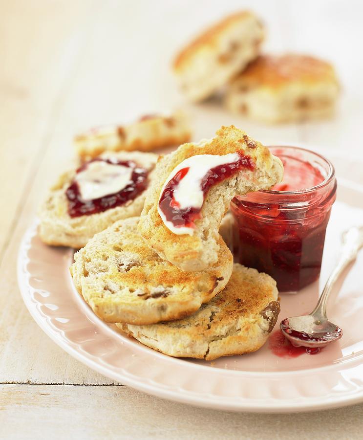 Toasted Scones With Butter And Jam Photograph by Nikouline