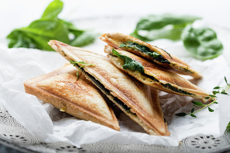 Toasted Vegan Sandwiches With Tofu And Spinach Photograph by Kati Neudert