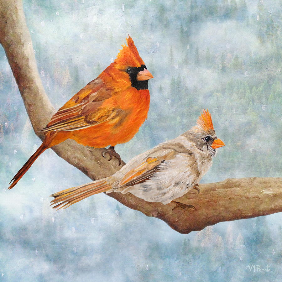 Cardinal Mixed Media - Together Above All by Angeles M Pomata
