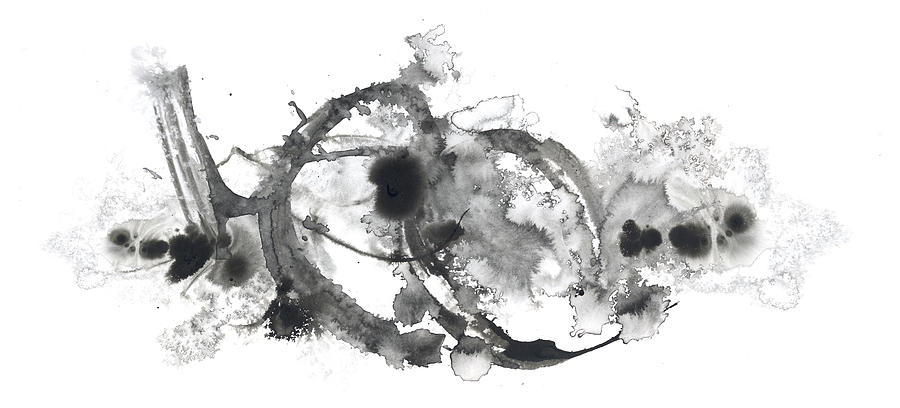Together - Black and White Abstract Ink Painting Painting by Modern Abstract