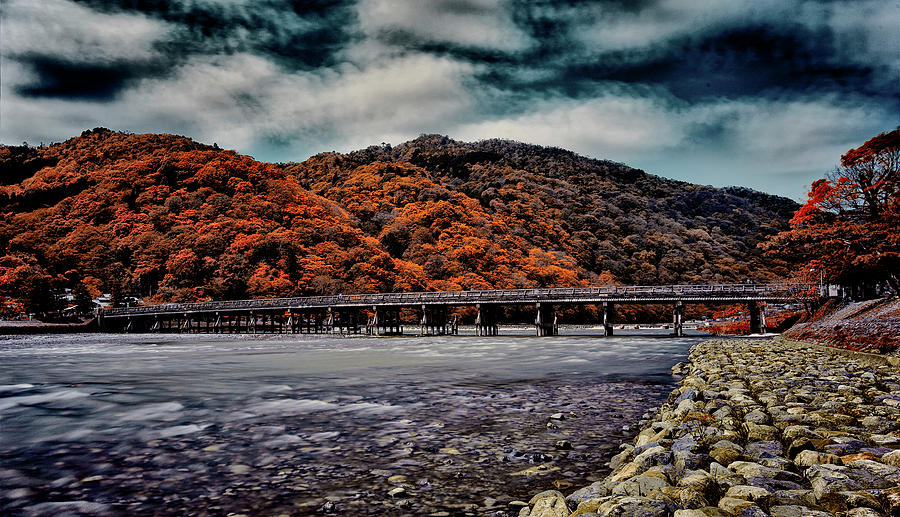 Togetsu Kyo Bridge Kyoto Infrared Photograph By Benjamin Dupont