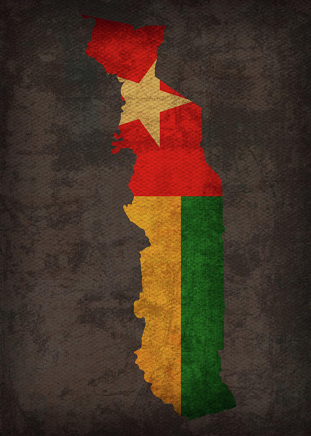 Togo Country Flag Map Mixed Media by Design Turnpike - Fine Art America
