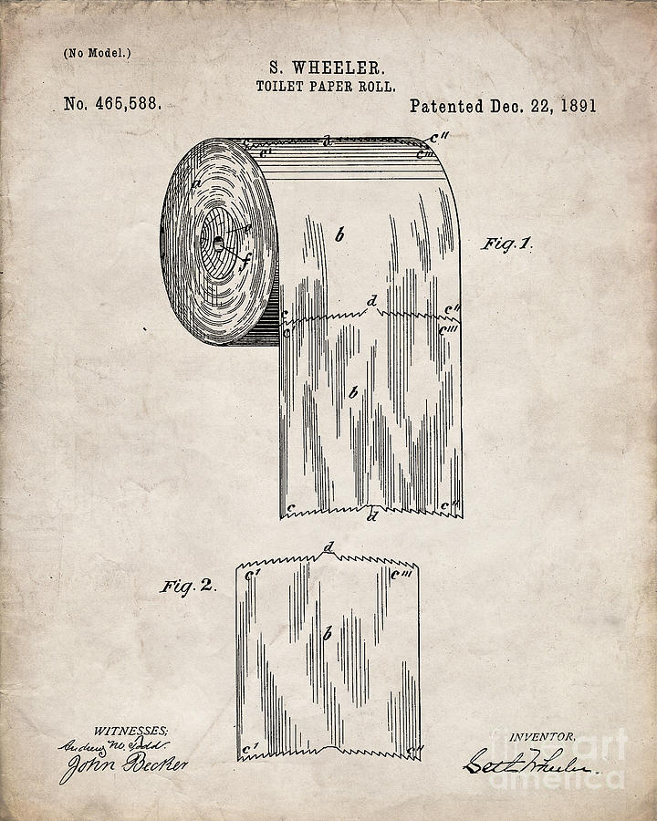 Antique Vintage 60A Bathroom Art Official Toilet Seat US Patent Art Print 