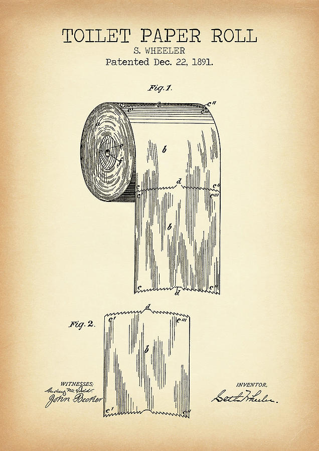 US Patent Toilettenpapier Toilet Paper 1891 Blechschild Tin Sign 20 x 30 cm