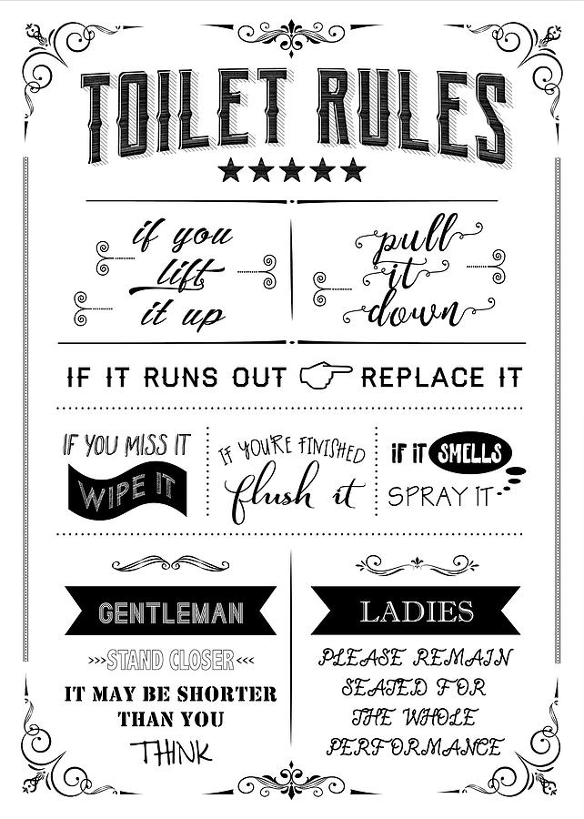 Toilet Rules Digital Art by Denny H
