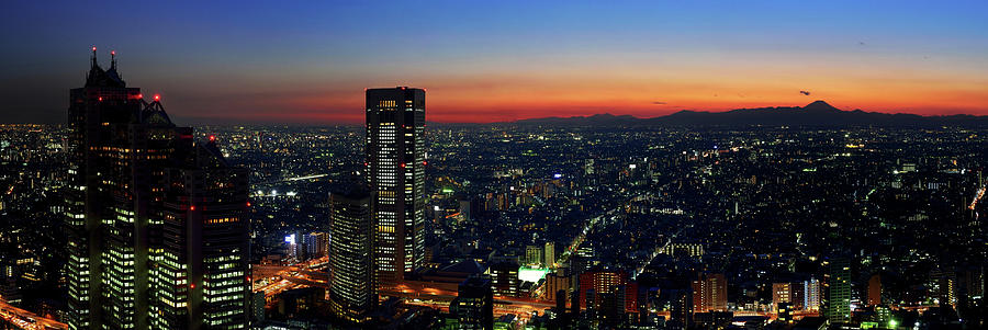 Tokyo And Mt Fuj Sunset Panorama Photograph by Vladimir Zakharov