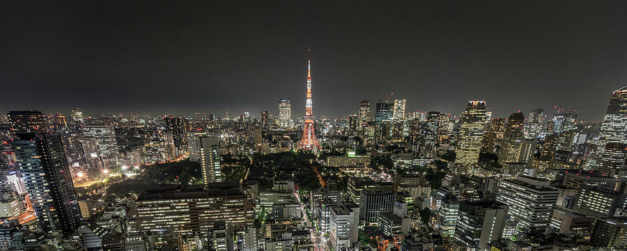 AOFOTO 15x8ft Tokyo Skyline Japan Panorama Backdrop City Architecture Evening Buildings Skyscraper Panoramic Tower Landmark Downtown Landscape Urban Cityscape Background for Photography Studio Props 