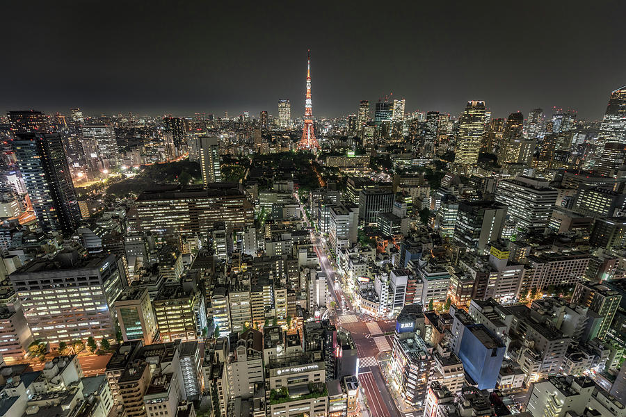 Tokyo Cityscape Night Wide Angle View Photograph By Manuel Ascanio