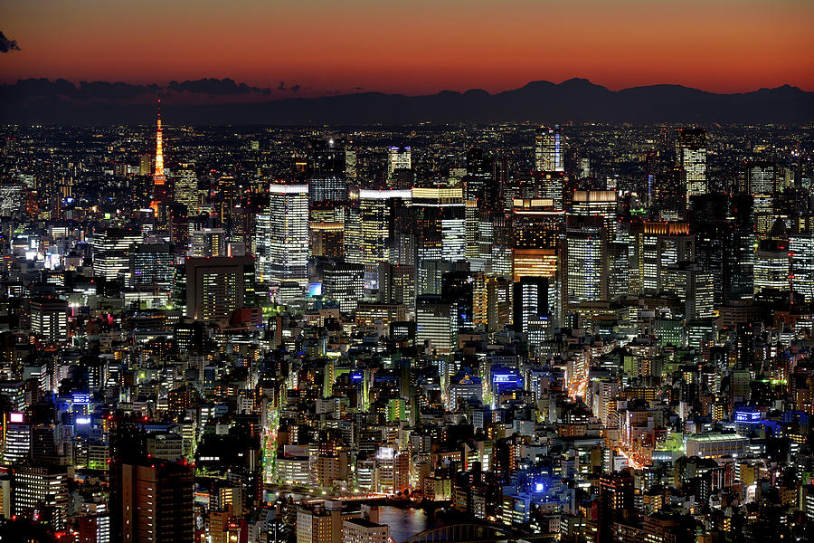 Tokyo Downtown At Sunset Photograph by Vladimir Zakharov