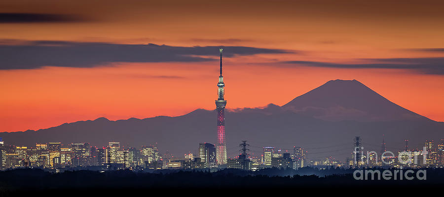 Tokyo Night View With Mt.fuji And Tokyo Photograph by Torsakarin