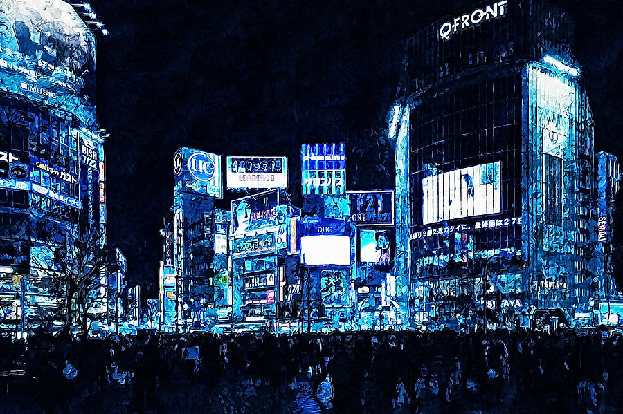 Architecture Painting - Tokyo Nights - 06 by AM FineArtPrints