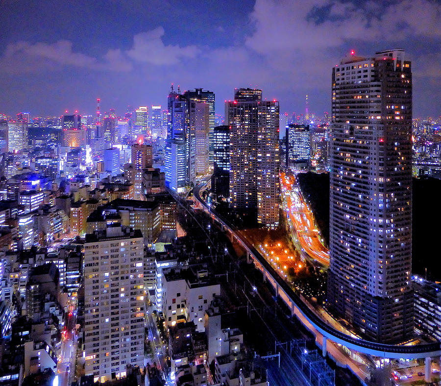 Tokyo Nightscape In Blue by Francesco Pascale