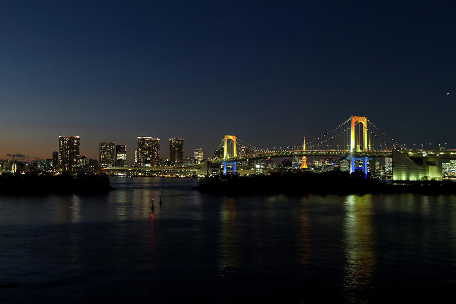Tokyo Rainbow Bridge By Night Photograph by Boma.dfoto@gmail.com