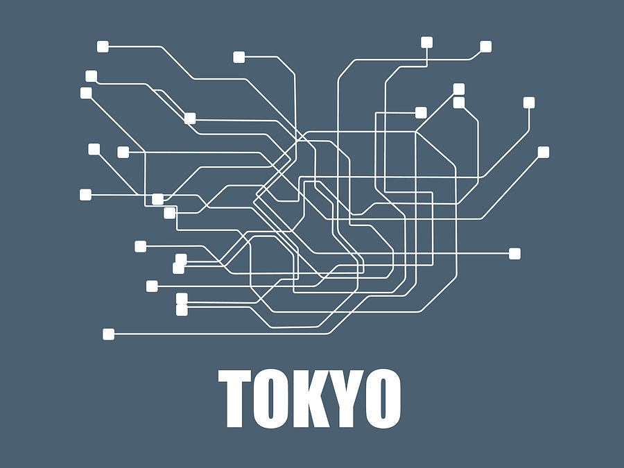 Map Digital Art - Tokyo Subway Map by Naxart Studio