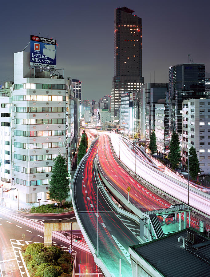 Architecture Photograph - Tokyo, Urban Expressway At Night by Stefan Frid