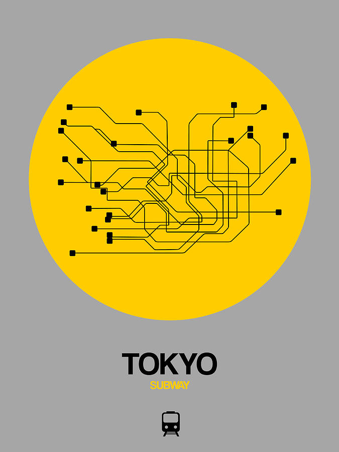 Tokyo Yellow Subway Map Digital Art by Naxart Studio