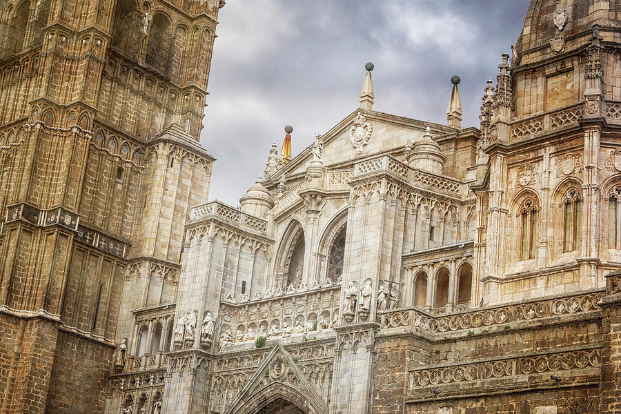 Toledo Photograph - Toledo Spain Cathedral Facade by Joan Carroll