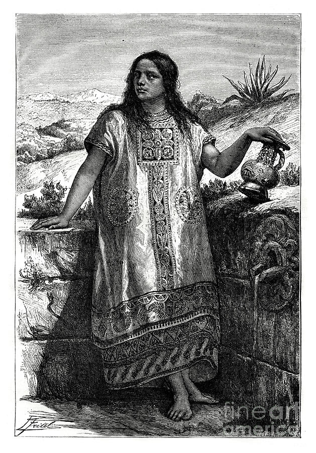 Toltec Girl, Mexico, 19th Century Drawing by Print Collector