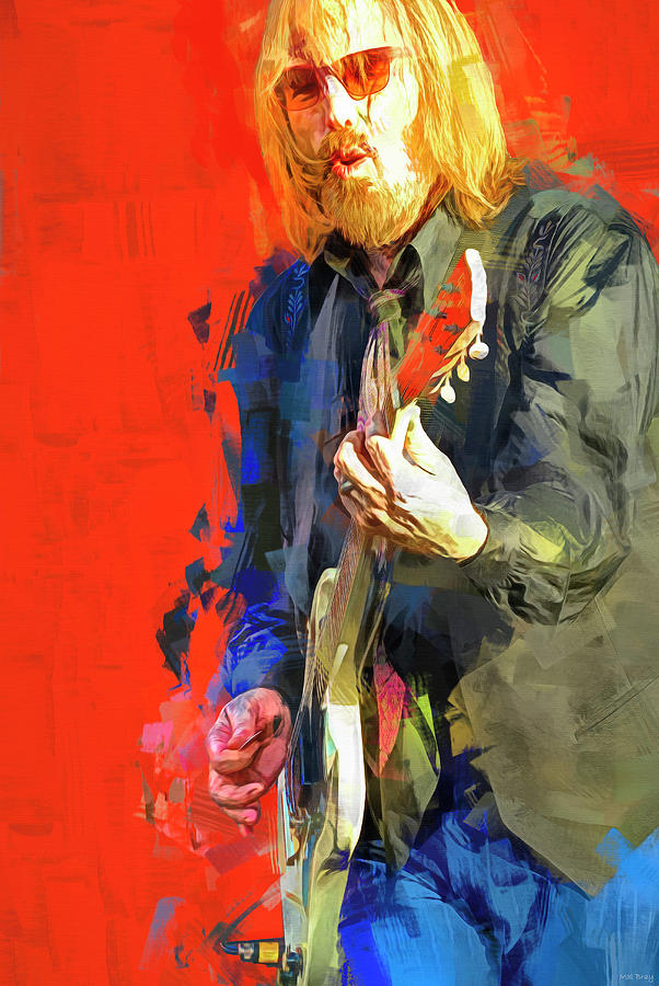 Tom Petty Live Mixed Media by Mal Bray