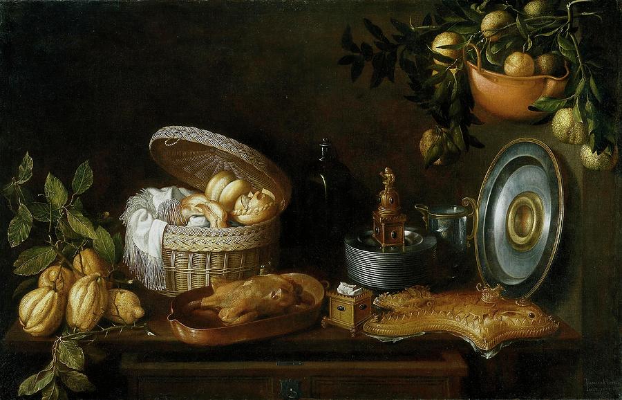 Tomas Hiepes / Still Life, 1668, Spanish School, Oil on canvas, 102 cm x 157 cm, P03203. Painting by Tomas Yepes -c 1610-1674-