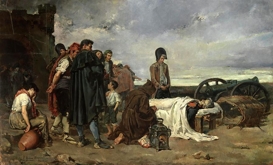 Tomas Munoz Lucena / El cadaver del general Alvarez de Castro, 1887, Spanish School. Painting by Tomas Munoz Lucena -1860-1943-