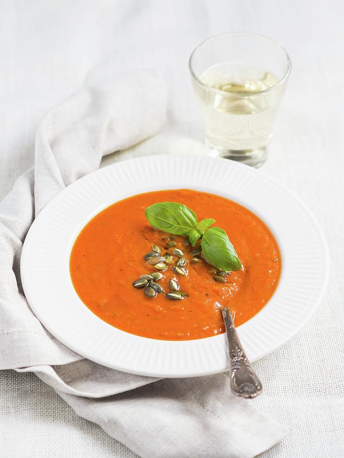 Tomato Cream Soup On White Background Photograph by Magdalena Paluchowska