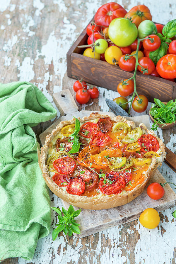 Tomato Pie, Sliced, With Cheese Filling Photograph by Irina Meliukh