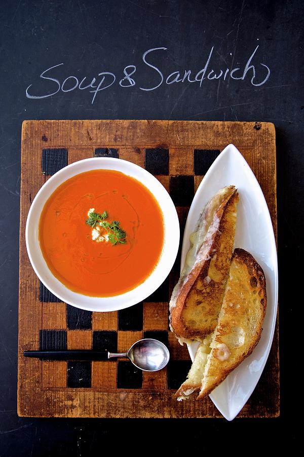 Tomato Soup With Grilled Sandwiches Photograph by Andre Baranowski