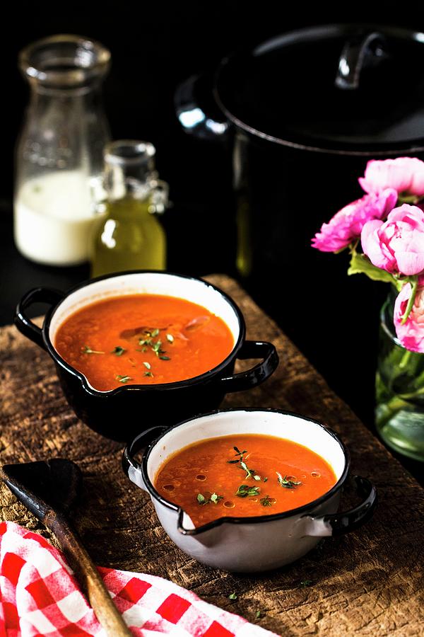 Tomato Soup With Thyme Photograph by Dees Kche