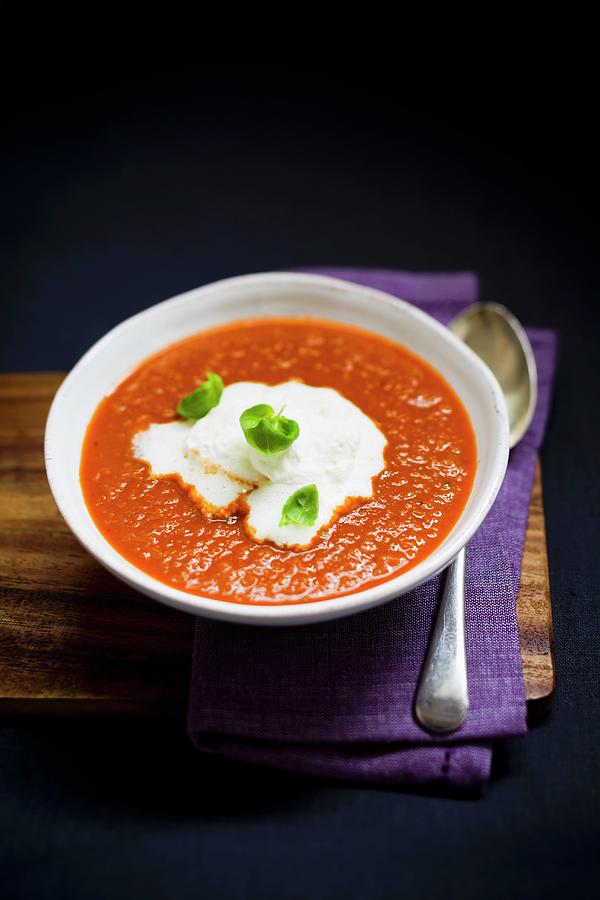 Tomato Soup With Whipped Cream Photograph by Sporrer/skowronek